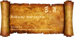 Baksay Marietta névjegykártya